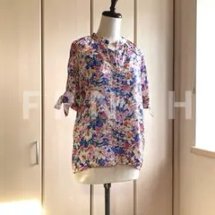 Giambattista Valli 花柄フリル付き半袖ブラウス - メルカリ