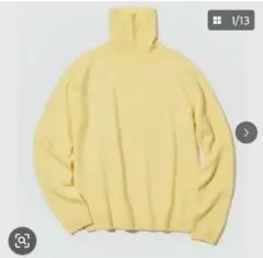 ユニクロ 3D カシミヤタートルネックセーター Lサイズ イエロー