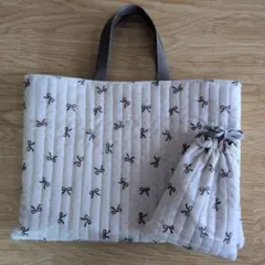 リボン柄キルティングバッグ　韓国