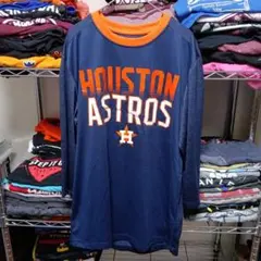13.MLBアストロズ野球海外製スポーツロゴ七分袖tシャツМ紺USA直輸入メンズのサムネイル