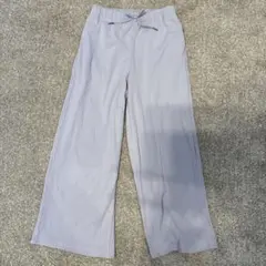 【140】GU リブプルオンフレアワイドパンツ　ラベンダー　紫