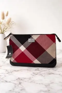 ブラックレーベル・クレストブリッジ　チェック柄クラッチバッグ　ポーチ