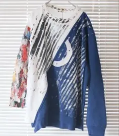 nisai 一点物 “色彩に変わる途中の青” 再構築 トレーナー　古布100%