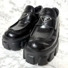 付属品完備！プラダPRADA モノリス ポインテッドトゥ ローファー レザー 付属品完備！プラダPRADA モノリス ポインテッドトゥ ローファー