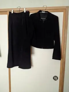 黒 スエード風 ジャケットとスカートのセット