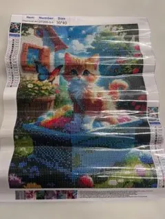 ダイヤモンドアート DT200-3-4 猫と蝶 30*40