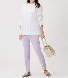 完売品　PLST　25SS　バックフリルバンドカラーシャツ　洗える　M