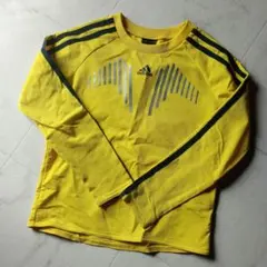 adidas 130cm レモンイエロー プラシャツ ロンT 長袖 Tシャツ
