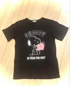 【人気】PEANUTS スヌーピー バックプリント Tシャツ ブラック M