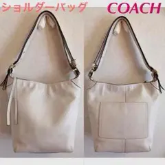 COACHレザーバッグ/ホワイト×チェック柄/ワンショルダー＆斜め掛け2way