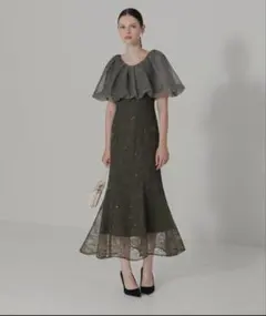 【Leja】2WAY オフショルダーパフスリーブバリエマーメイドM(グリーン)