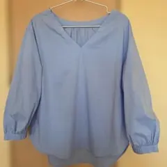 【美品】コラージュ ブラウス ブルー 青 七分袖
