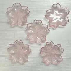 桜の花びら型　ガラス小皿　5枚セット