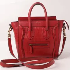 Celine ラゲージ　ナノ2way ショルダー　バッグ　ハンドバッグ　赤のサムネイル