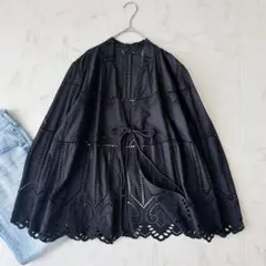 美品✨《R’IAM plage》コットン レースジャケット 黒のサムネイル