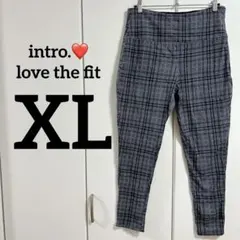 チェック柄レギンス グレー ズボン グレー系【XL】大きいサイズ ゆったり