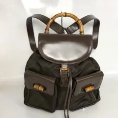 GUCCI グッチ バンブー バックパック リュックサック ナイロン ブラウンのサムネイル
