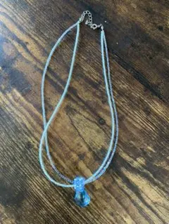【値下げ】ハンドメイド　ビーズネックレス　ブルー系
