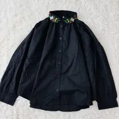 merlot ブラウス 刺繍襟 花柄 ゆったり（A429）