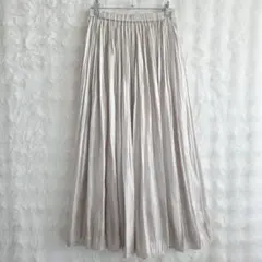 Wcloset 百褶長裙 米色 鬆緊腰 春夏 優雅