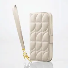 iPhone 14 Pro ソフト レザー スマホ 手帳型 ケース グレージュ色