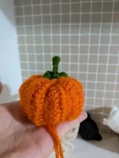 オレンジ かぼちゃ型 あみぐるみ　ハロウィン