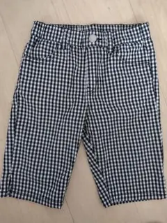 (中古) 130 チェック パンツ ズボン モノトーン 黒 白