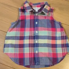 【未使用に近い】チェック　ラルフローレン　ノースリーブ　綿100