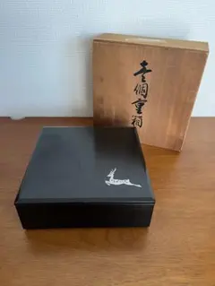 壱個重箱 重箱 鹿文様一段重 お重 共箱 漆器 重箱 鹿蒔絵 黒塗 木箱付き