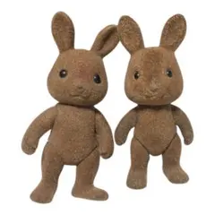 初期シルバニアファミリー ブラウン 茶色 ウサギ フィギュア 人形 2体 セット