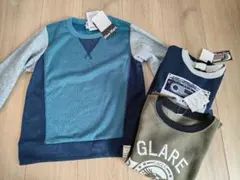 新品タグ付き　裏起毛裏ベロアトレーナー3枚セット120/130長袖暖かスウェット