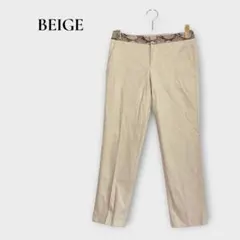 ベイジ オンワード テーパードパンツ パイソン柄切替 綿 ベージュ M相当のサムネイル