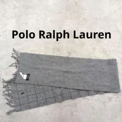277○Polo Ralph Lauren グレー チェック マフラーイタリア製