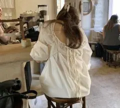 ounce 韓国 mare back ribbon blouse ブラウス 白