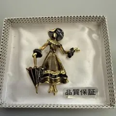 ヴィンテージ風 ゴールド ブラック ブローチ