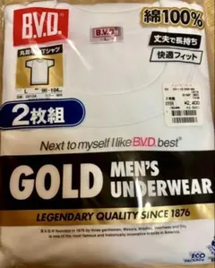 B.V.D. GOLD MEN'S UNDERWEAR 丸首半袖Ｌ2枚組