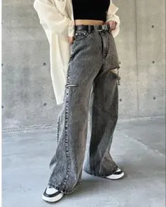 【PAGEBOY】フルワイドダメージデニム