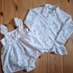 フラワープリント ベビー水着（女の子）90cm　セット