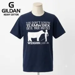 GILDAN プリントTシャツ TEAMWORK ネイビー M　アメカジ