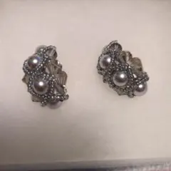 ☆お値下げ〜FABRICE paris パール装飾シルバークリップイヤリング