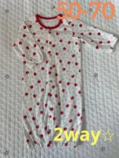 コムサイズム　りんご柄　2way カバーオール　ロンパース