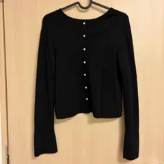 PLST プラステ カーディガン パールボタン 前後2way ブラック