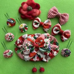 七五三 和装 髪飾り ヘッドドレス 着物リメイク ハンドメイド かのこ