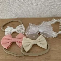 リボン付きヘアバンド 4個セット