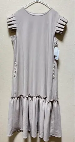 Deux Amour/肩フリル/パール付ノースリーブワンピース/ML対応