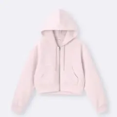 GU パフスウェットフルジップ パーカー　ピンク　L サイズ
