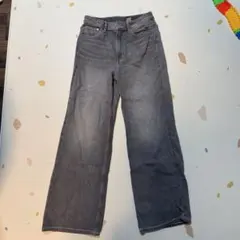 【美品】H&M ワイドレギュラーフィットパンツ グレー 36