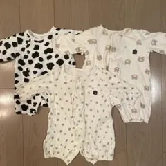 ロンパース 3点セット 60〜70cm 牛柄 くま柄 水玉模様