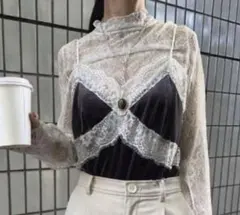 Ameri vintage VELOUR CAMI SET LACE TOPのサムネイル