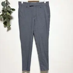 美品✨ネイビーとホワイト ドット柄カジュアルパンツ スキニー スリム 美脚